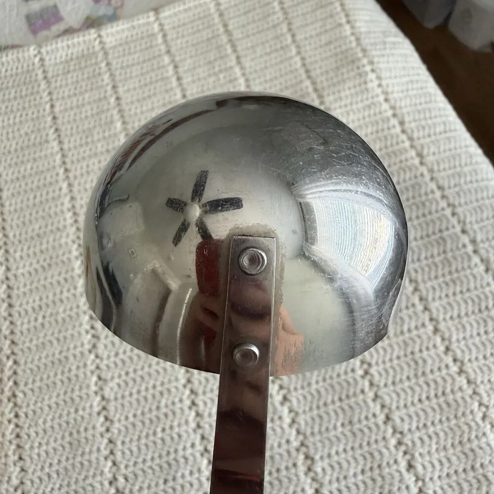 Vintage Robinson Knife Co Soup Ladle Stainless Wood Handle Made in USA 11”